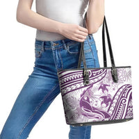 Purple Polynesia Leather Tote Bag Polynesian Turtle Shark Tattoo Tropical Vintage LT14 - Polynesian Pride