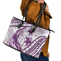 Purple Polynesia Leather Tote Bag Polynesian Turtle Shark Tattoo Tropical Vintage LT14 - Polynesian Pride