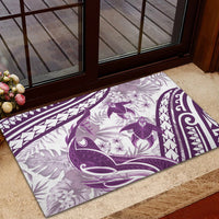 Purple Polynesia Rubber Doormat Polynesian Turtle Shark Tattoo Tropical Vintage