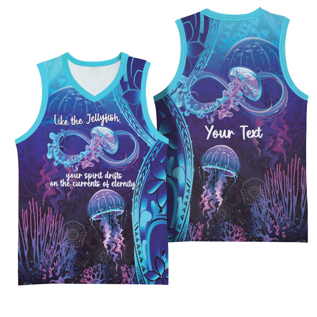 Polynesia Jellyfish Memorial Personalised Basketball Jersey Infinity Jellies Polynesian Pattern