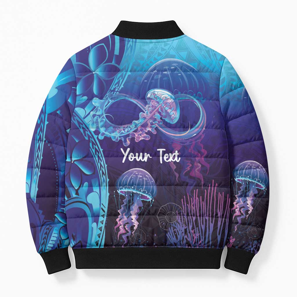 Polynesia Jellyfish Memorial Personalised Bomber Puffer Jacket Infinity Jellies Polynesian Pattern