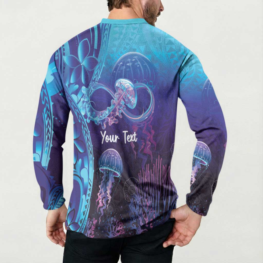 Polynesia Jellyfish Memorial Personalised Button Sweatshirt Infinity Jellies Polynesian Pattern