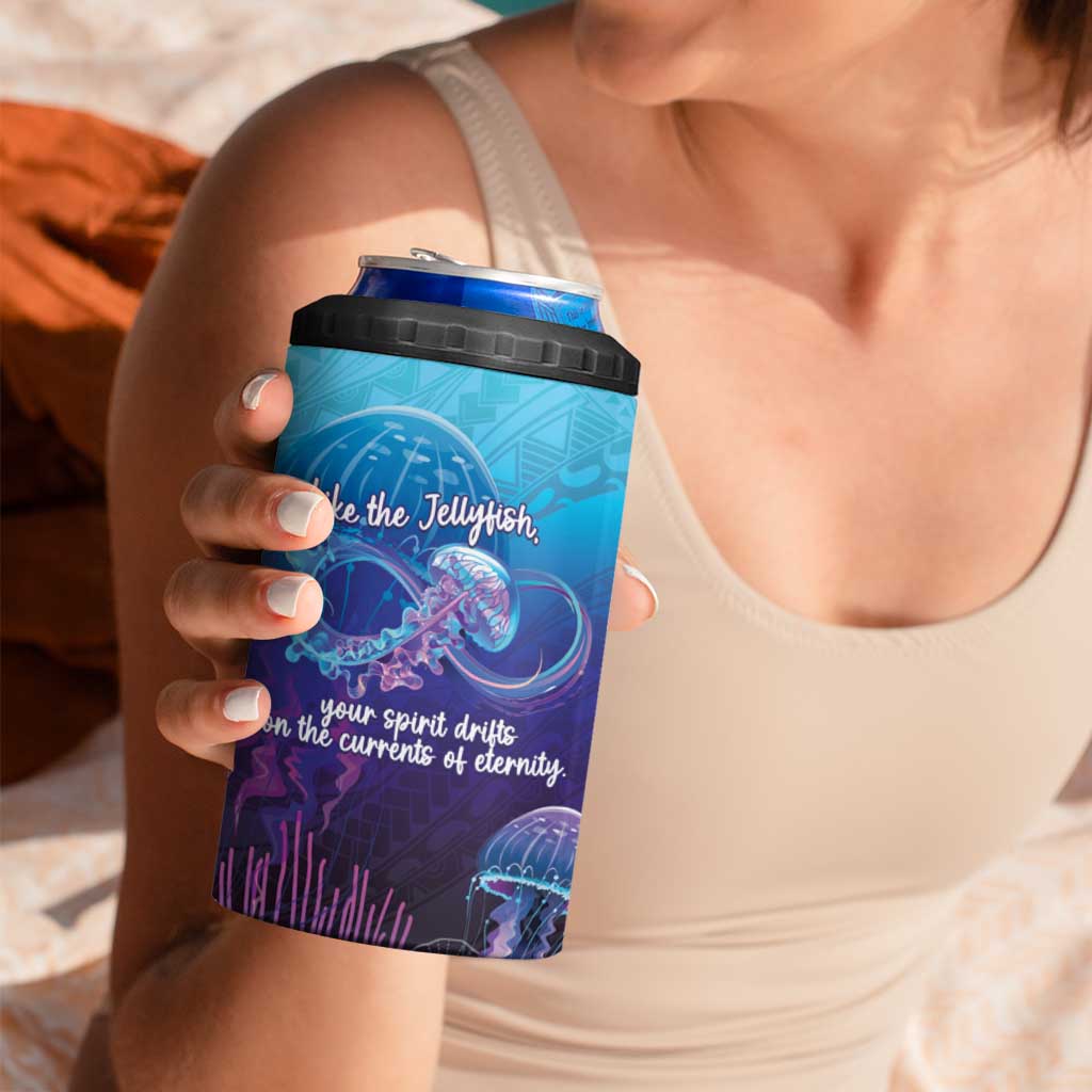 Polynesia Jellyfish Memorial Personalised 4 in 1 Can Cooler Tumbler Infinity Jellies Polynesian Pattern