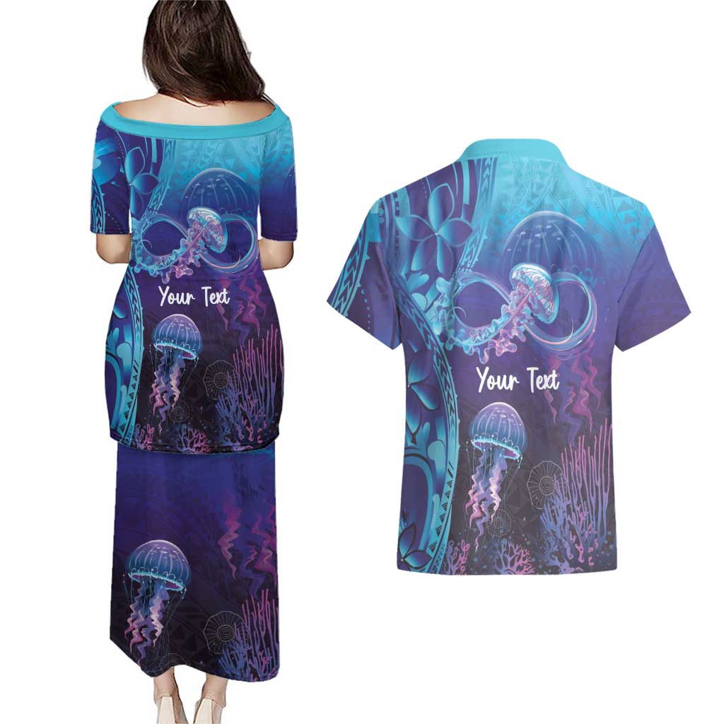 Polynesia Jellyfish Memorial Personalised Couples Matching Puletasi and Hawaiian Shirt Infinity Jellies Polynesian Pattern LT14 - Polynesian Pride