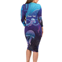 Polynesia Jellyfish Memorial Personalised Family Matching Long Sleeve Bodycon Dress and Hawaiian Shirt Infinity Jellies Polynesian Pattern LT14 - Polynesian Pride