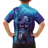 Polynesia Jellyfish Memorial Personalised Family Matching Off The Shoulder Long Sleeve Dress and Hawaiian Shirt Infinity Jellies Polynesian Pattern LT14 - Polynesian Pride