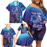 Polynesia Jellyfish Memorial Personalised Family Matching Off Shoulder Short Dress and Hawaiian Shirt Infinity Jellies Polynesian Pattern LT14 - Polynesian Pride