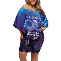 Polynesia Jellyfish Memorial Personalised Family Matching Off Shoulder Short Dress and Hawaiian Shirt Infinity Jellies Polynesian Pattern LT14 Mom's Dress Purple - Polynesian Pride