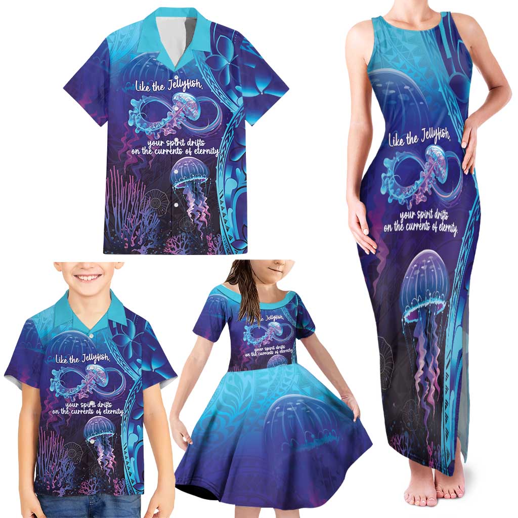 Polynesia Jellyfish Memorial Personalised Family Matching Tank Maxi Dress and Hawaiian Shirt Infinity Jellies Polynesian Pattern LT14 - Polynesian Pride