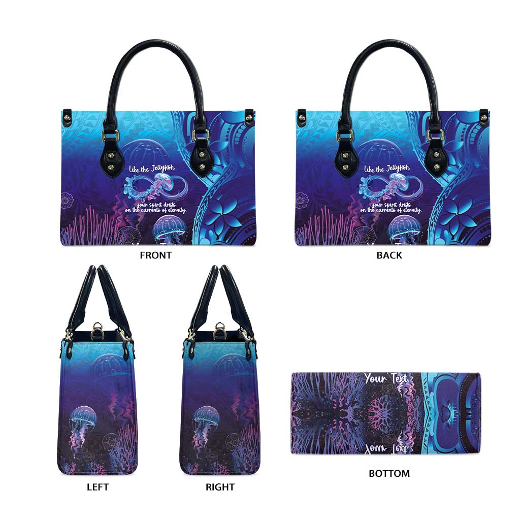 Polynesia Jellyfish Memorial Personalised Leather Bag Infinity Jellies Polynesian Pattern
