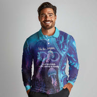 Polynesia Jellyfish Memorial Personalised Long Sleeve Polo Shirt Infinity Jellies Polynesian Pattern