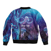 Polynesia Jellyfish Memorial Personalised Sleeve Zip Bomber Jacket Infinity Jellies Polynesian Pattern