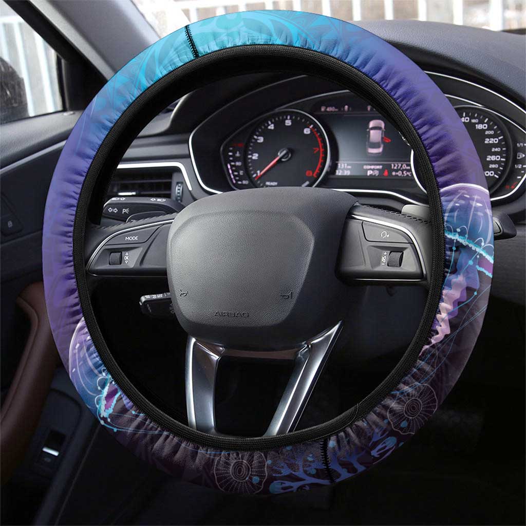 Polynesia Jellyfish Memorial Steering Wheel Cover Infinity Jellies Polynesian Pattern
