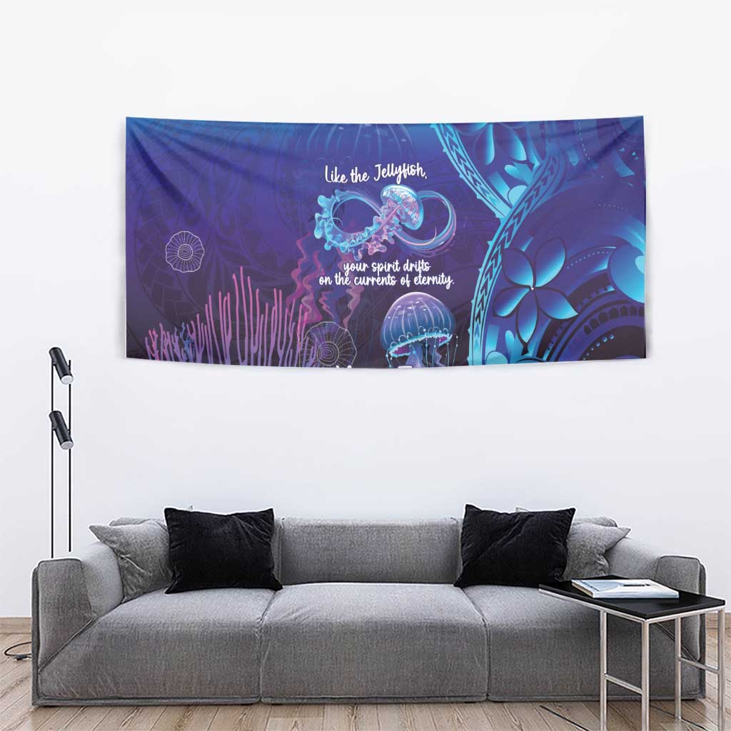 Polynesia Jellyfish Memorial Personalised Tapestry Infinity Jellies Polynesian Pattern