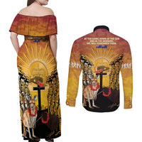 Australia And New Zealand ANZAC Couples Matching Off Shoulder Maxi Dress and Long Sleeve Button Shirt Aussie Kangaroo With Aotearoa Kiwi Lest We Forget LT14 - Polynesian Pride