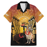Australia And New Zealand ANZAC Family Matching Mermaid Dress and Hawaiian Shirt Aussie Kangaroo With Aotearoa Kiwi Lest We Forget LT14 Dad's Shirt - Short Sleeve Yellow - Polynesian Pride