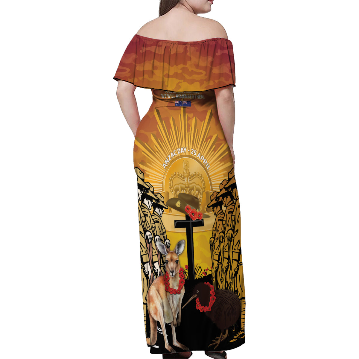 Australia And New Zealand ANZAC Family Matching Off Shoulder Maxi Dress and Hawaiian Shirt Aussie Kangaroo With Aotearoa Kiwi Lest We Forget LT14 - Polynesian Pride