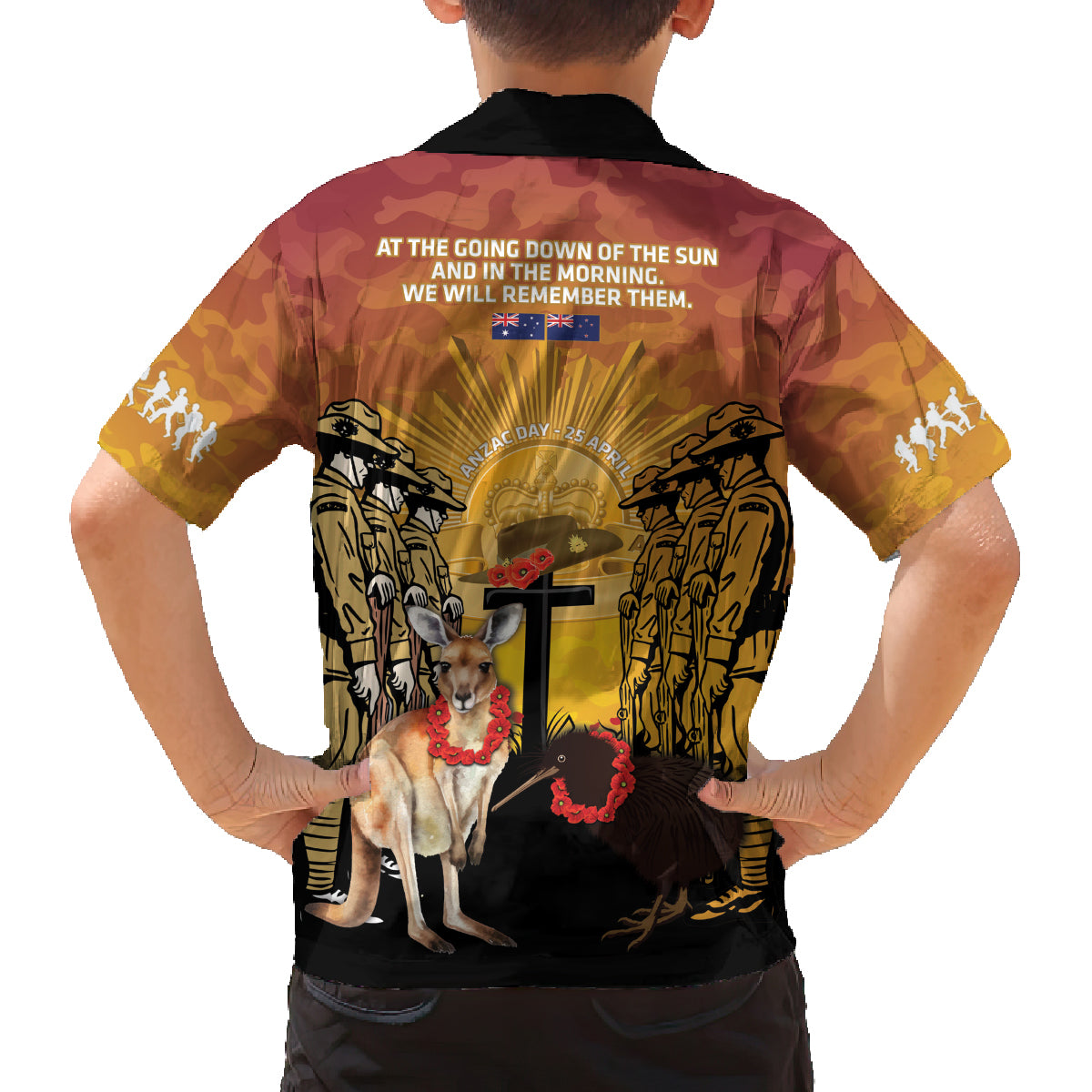 Australia And New Zealand ANZAC Family Matching Tank Maxi Dress and Hawaiian Shirt Aussie Kangaroo With Aotearoa Kiwi Lest We Forget LT14 - Polynesian Pride