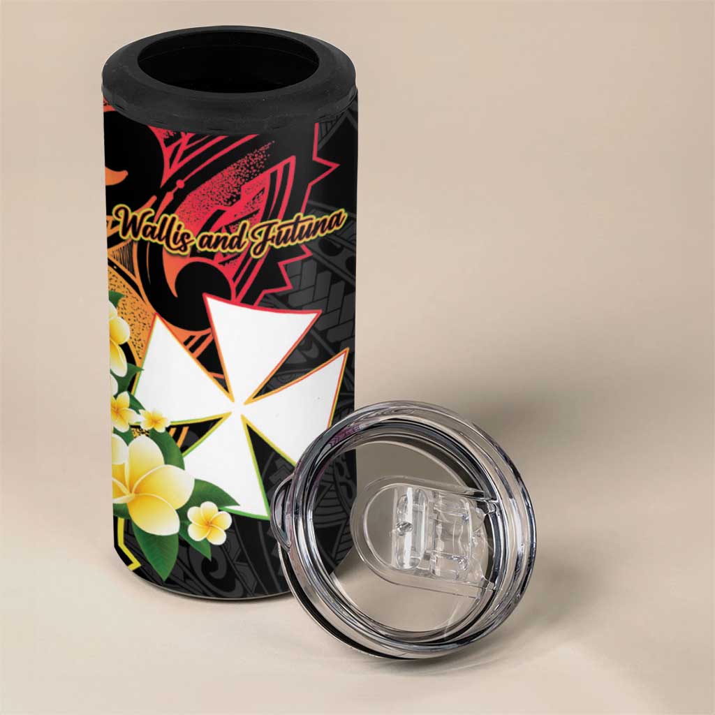Wallis and Futuna Victory Day 4 in 1 Can Cooler Tumbler Liberty Equality Fraternity Polynesian Plumeria LT14 - Polynesian Pride