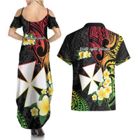 Wallis and Futuna Victory Day Couples Matching Summer Maxi Dress and Hawaiian Shirt Liberty Equality Fraternity Polynesian Plumeria LT14 - Polynesian Pride