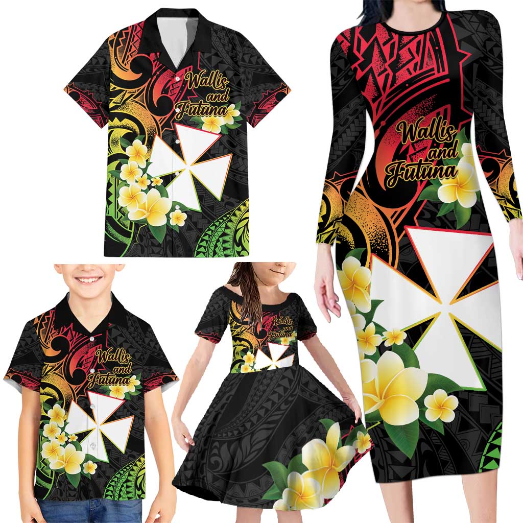 Wallis and Futuna Victory Day Family Matching Long Sleeve Bodycon Dress and Hawaiian Shirt Liberty Equality Fraternity Polynesian Plumeria LT14 - Polynesian Pride