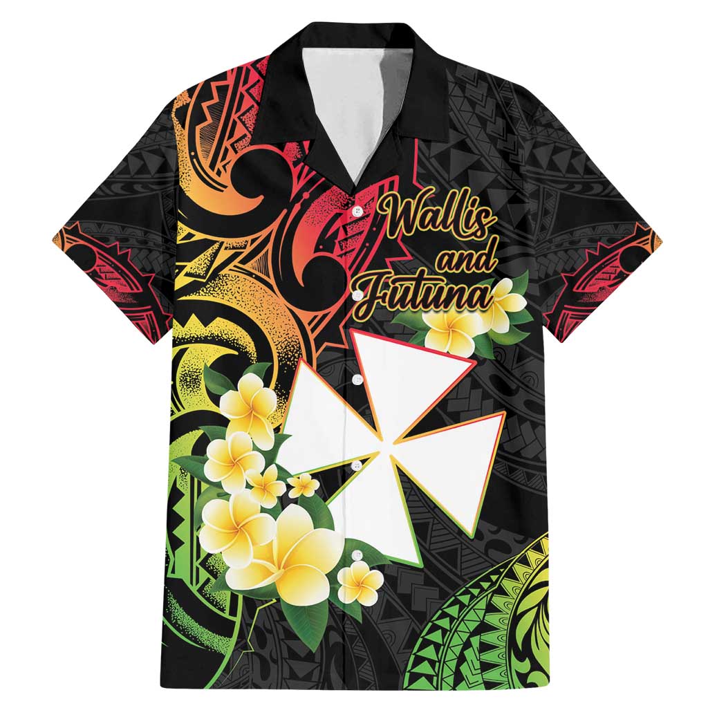 Wallis and Futuna Victory Day Family Matching Mermaid Dress and Hawaiian Shirt Liberty Equality Fraternity Polynesian Plumeria LT14 Dad's Shirt - Short Sleeve Black - Polynesian Pride