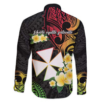 Wallis and Futuna Victory Day Family Matching Off The Shoulder Long Sleeve Dress and Hawaiian Shirt Liberty Equality Fraternity Polynesian Plumeria LT14 - Polynesian Pride