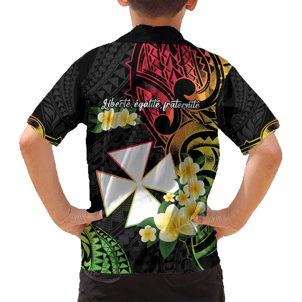 Wallis and Futuna Victory Day Family Matching Off Shoulder Short Dress and Hawaiian Shirt Liberty Equality Fraternity Polynesian Plumeria LT14 - Polynesian Pride