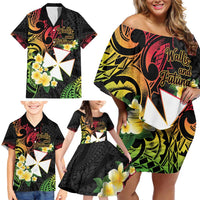 Wallis and Futuna Victory Day Family Matching Off Shoulder Short Dress and Hawaiian Shirt Liberty Equality Fraternity Polynesian Plumeria LT14 - Polynesian Pride