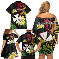 Wallis and Futuna Victory Day Family Matching Off Shoulder Short Dress and Hawaiian Shirt Liberty Equality Fraternity Polynesian Plumeria LT14 - Polynesian Pride