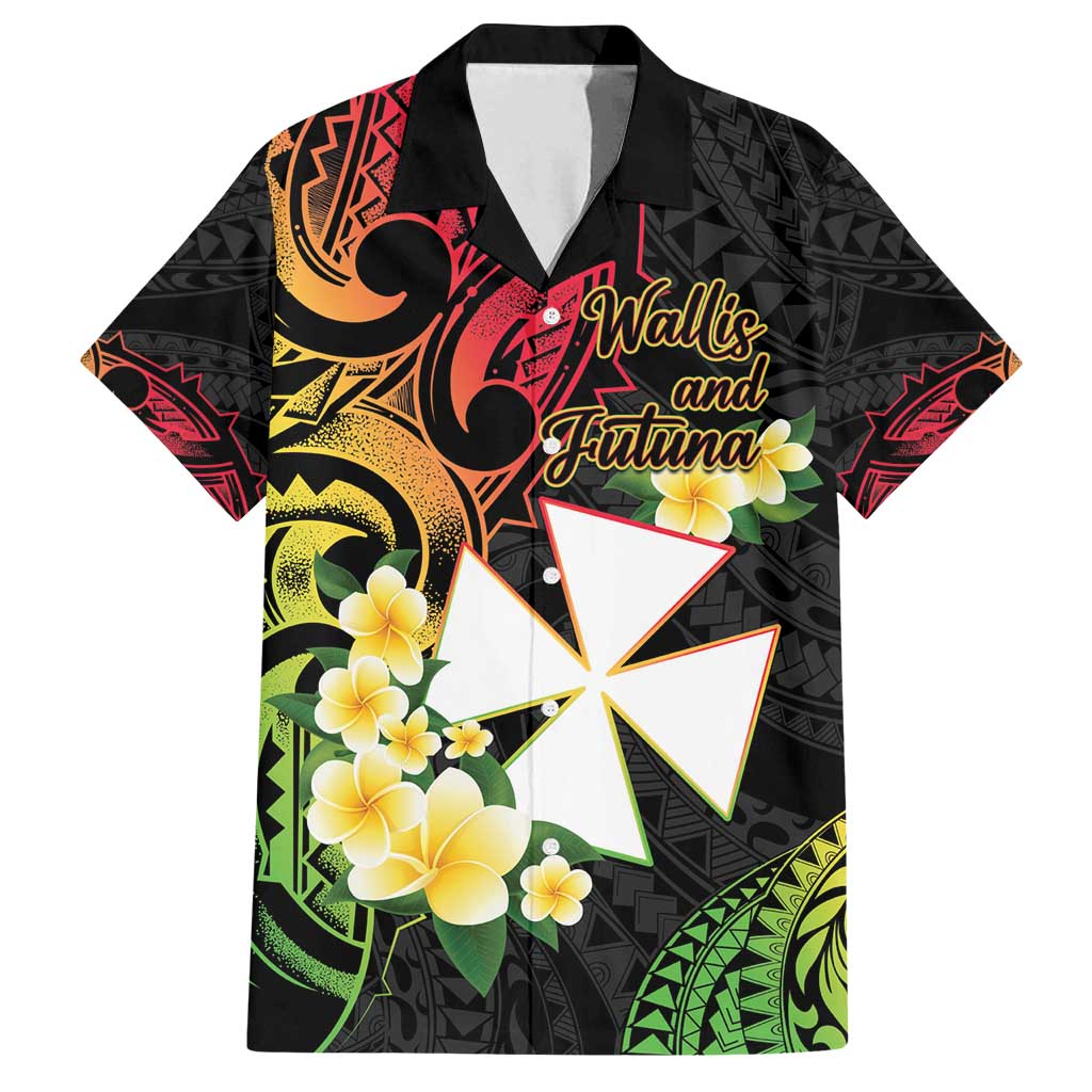 Wallis and Futuna Victory Day Family Matching Puletasi and Hawaiian Shirt Liberty Equality Fraternity Polynesian Plumeria LT14 Dad's Shirt - Short Sleeve Black - Polynesian Pride