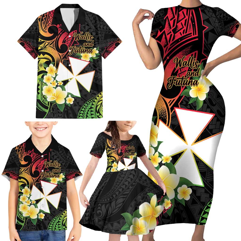 Wallis and Futuna Victory Day Family Matching Short Sleeve Bodycon Dress and Hawaiian Shirt Liberty Equality Fraternity Polynesian Plumeria LT14 - Polynesian Pride