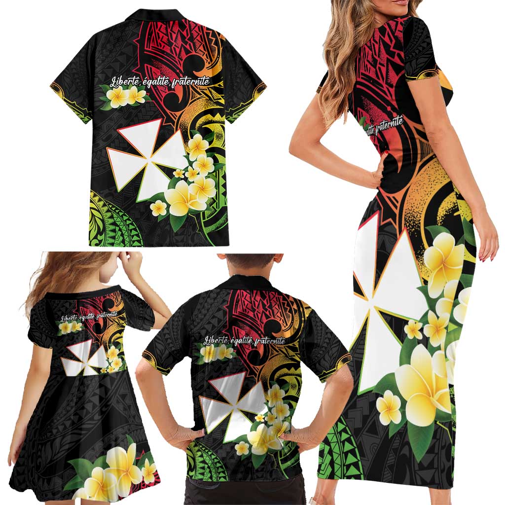 Wallis and Futuna Victory Day Family Matching Short Sleeve Bodycon Dress and Hawaiian Shirt Liberty Equality Fraternity Polynesian Plumeria LT14 - Polynesian Pride