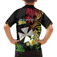 Wallis and Futuna Victory Day Family Matching Tank Maxi Dress and Hawaiian Shirt Liberty Equality Fraternity Polynesian Plumeria LT14 - Polynesian Pride