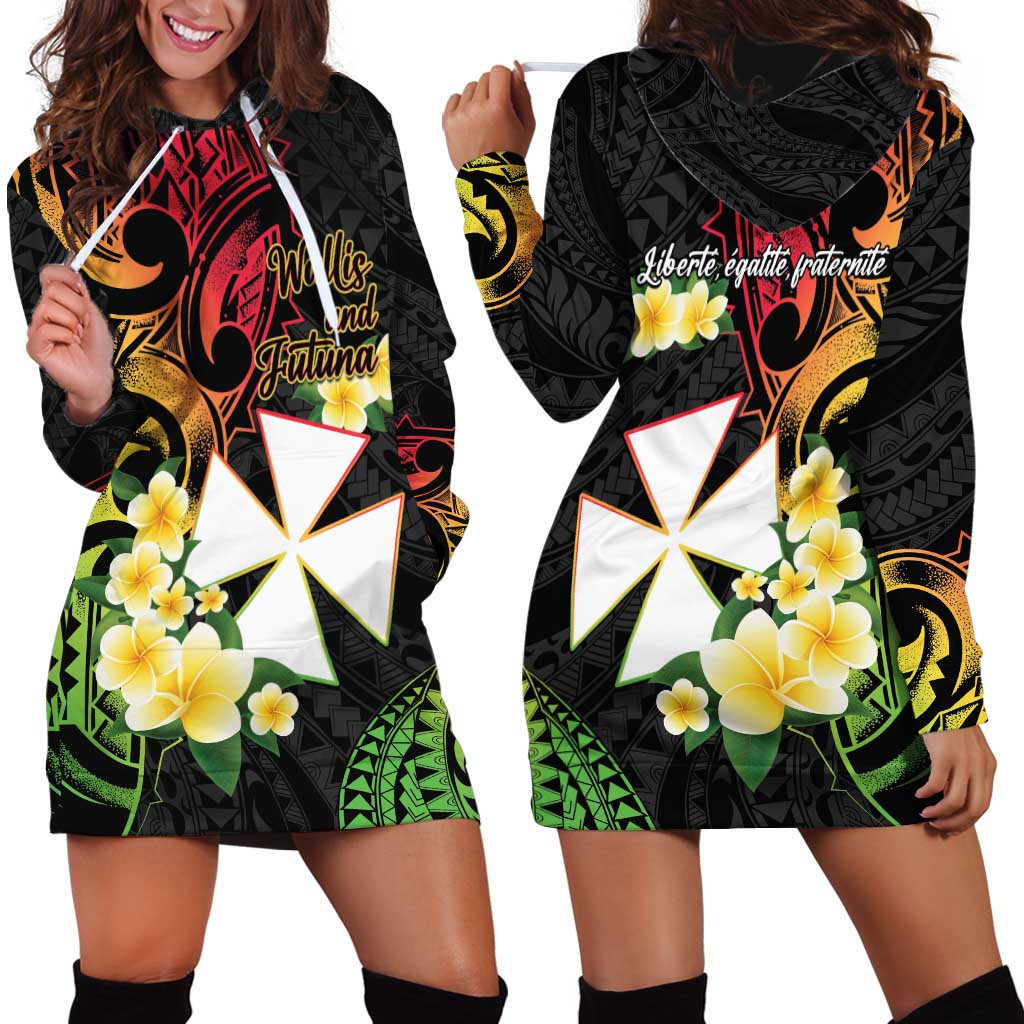 Wallis and Futuna Victory Day Hoodie Dress Liberty Equality Fraternity Polynesian Plumeria LT14 - Polynesian Pride