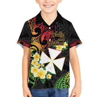 Wallis and Futuna Victory Day Kid Hawaiian Shirt Liberty Equality Fraternity Polynesian Plumeria