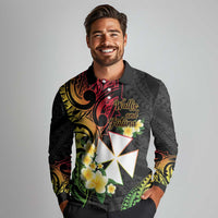 Wallis and Futuna Victory Day Long Sleeve Polo Shirt Liberty Equality Fraternity Polynesian Plumeria LT14 - Polynesian Pride