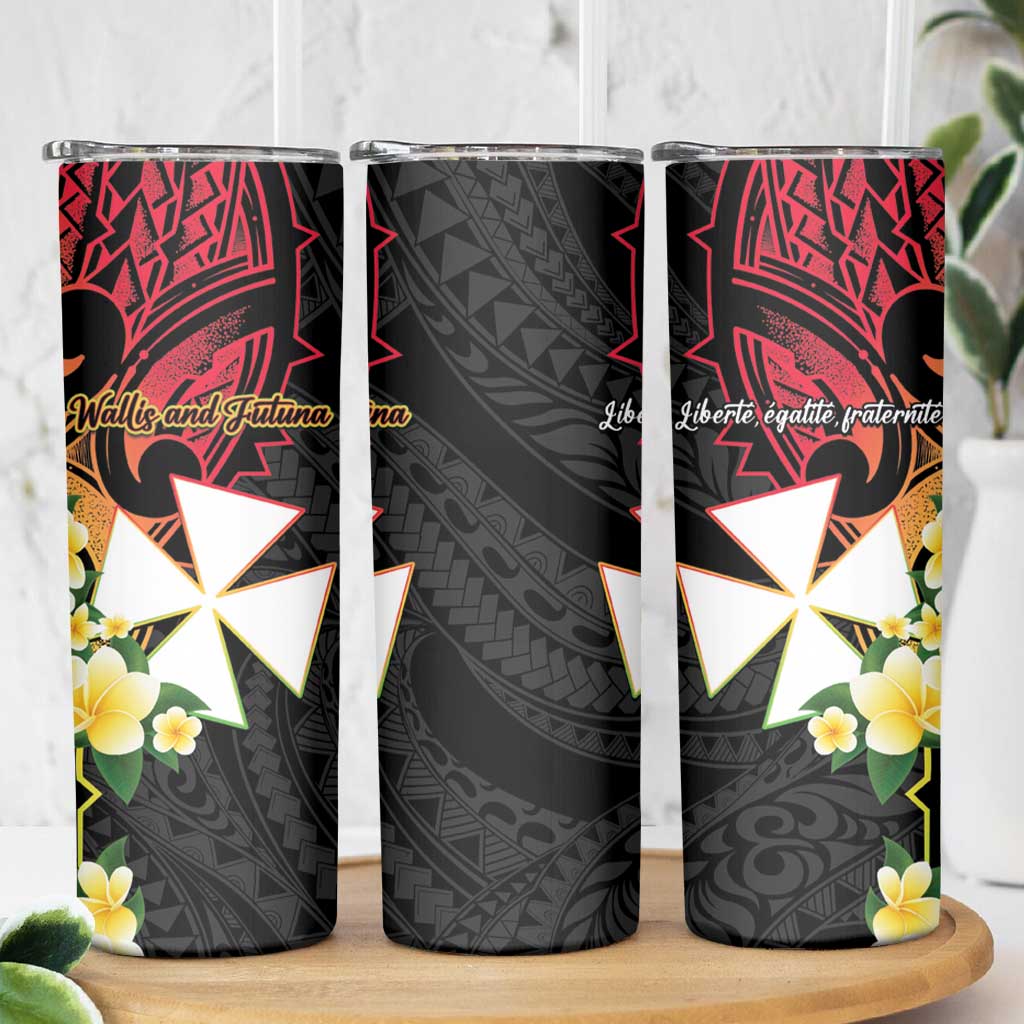 Wallis and Futuna Victory Day Skinny Tumbler Liberty Equality Fraternity Polynesian Plumeria LT14 - Polynesian Pride