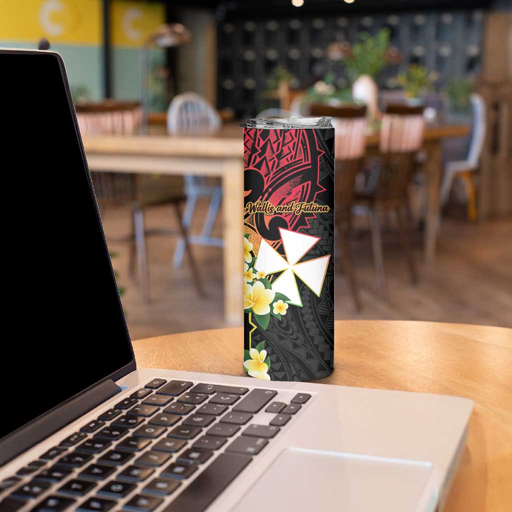 Wallis and Futuna Victory Day Skinny Tumbler Liberty Equality Fraternity Polynesian Plumeria LT14 - Polynesian Pride