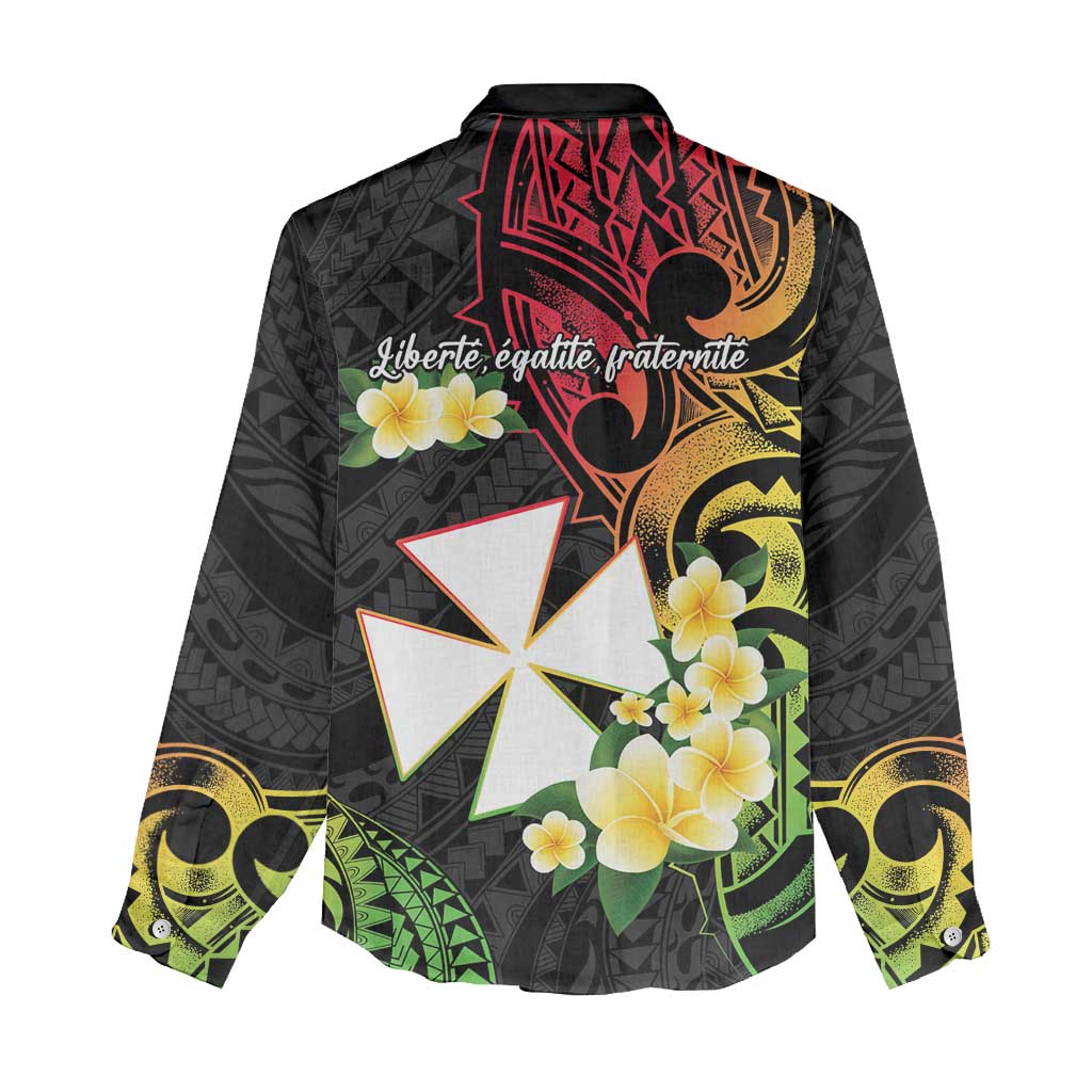 Wallis and Futuna Victory Day Women Casual Shirt Liberty Equality Fraternity Polynesian Plumeria LT14 - Polynesian Pride