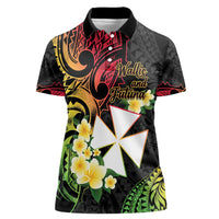 Wallis and Futuna Victory Day Women Polo Shirt Liberty Equality Fraternity Polynesian Plumeria LT14 Female Black - Polynesian Pride