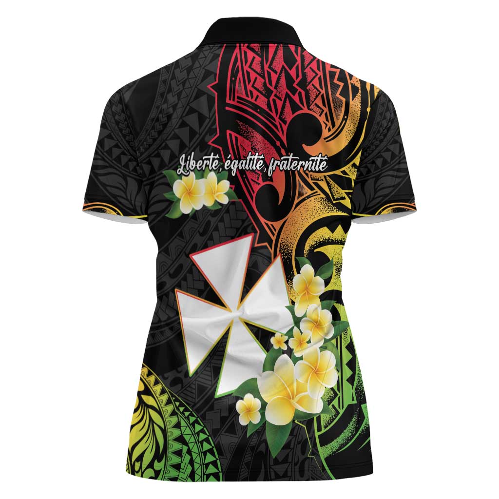 Wallis and Futuna Victory Day Women Polo Shirt Liberty Equality Fraternity Polynesian Plumeria LT14 - Polynesian Pride