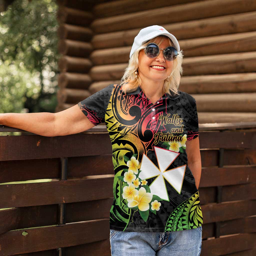 Wallis and Futuna Victory Day Women Polo Shirt Liberty Equality Fraternity Polynesian Plumeria LT14 - Polynesian Pride