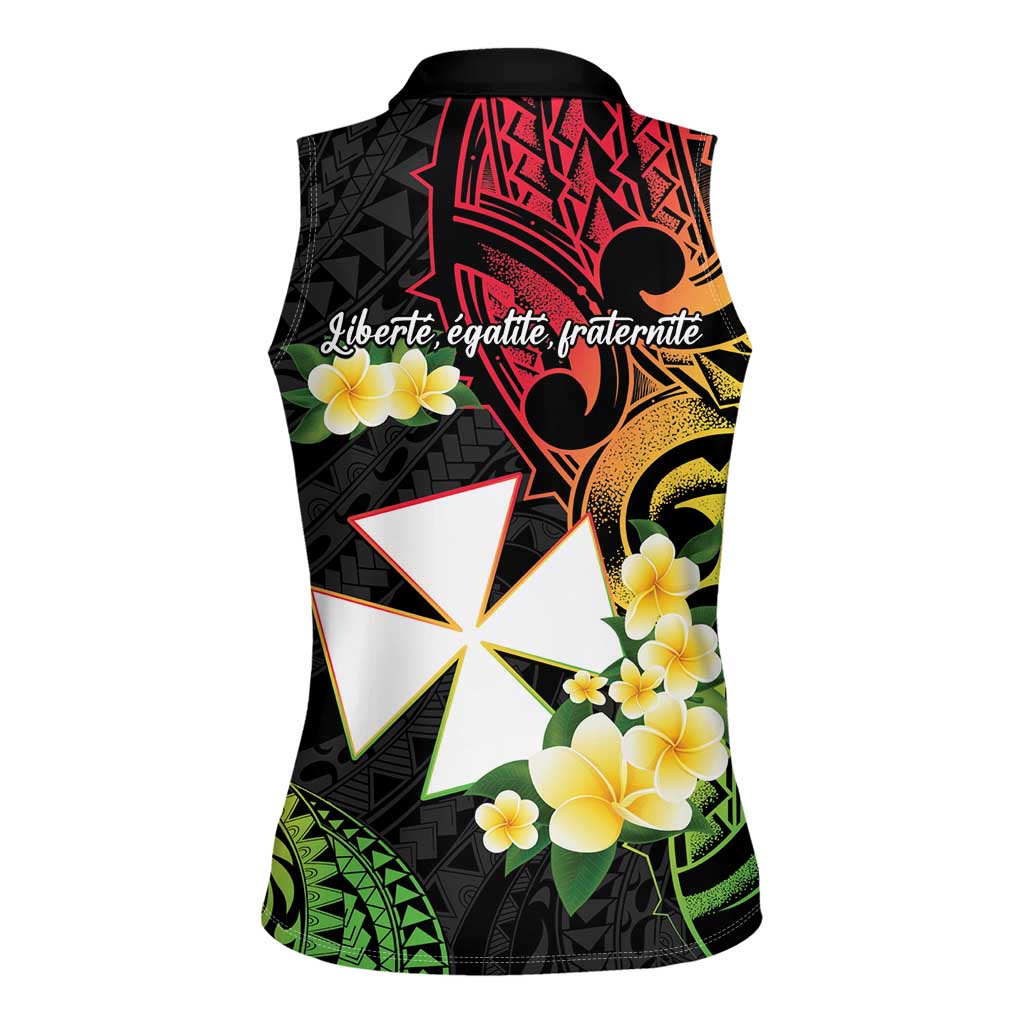 Wallis and Futuna Victory Day Women Sleeveless Polo Shirt Liberty Equality Fraternity Polynesian Plumeria LT14 - Polynesian Pride