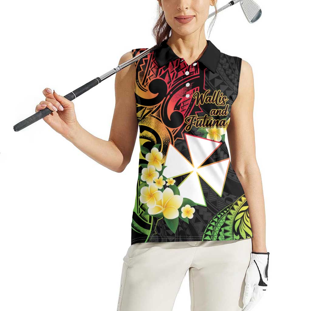 Wallis and Futuna Victory Day Women Sleeveless Polo Shirt Liberty Equality Fraternity Polynesian Plumeria LT14 - Polynesian Pride
