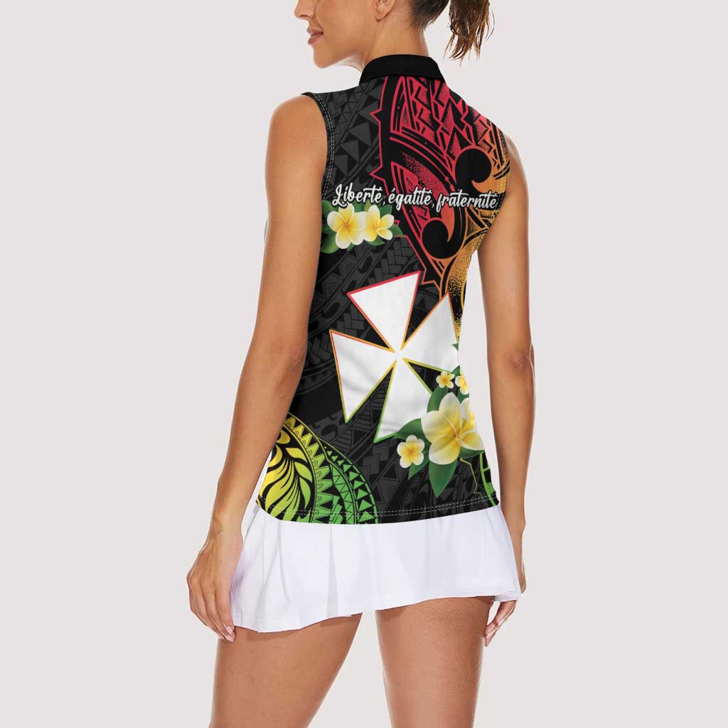 Wallis and Futuna Victory Day Women Sleeveless Polo Shirt Liberty Equality Fraternity Polynesian Plumeria LT14 - Polynesian Pride