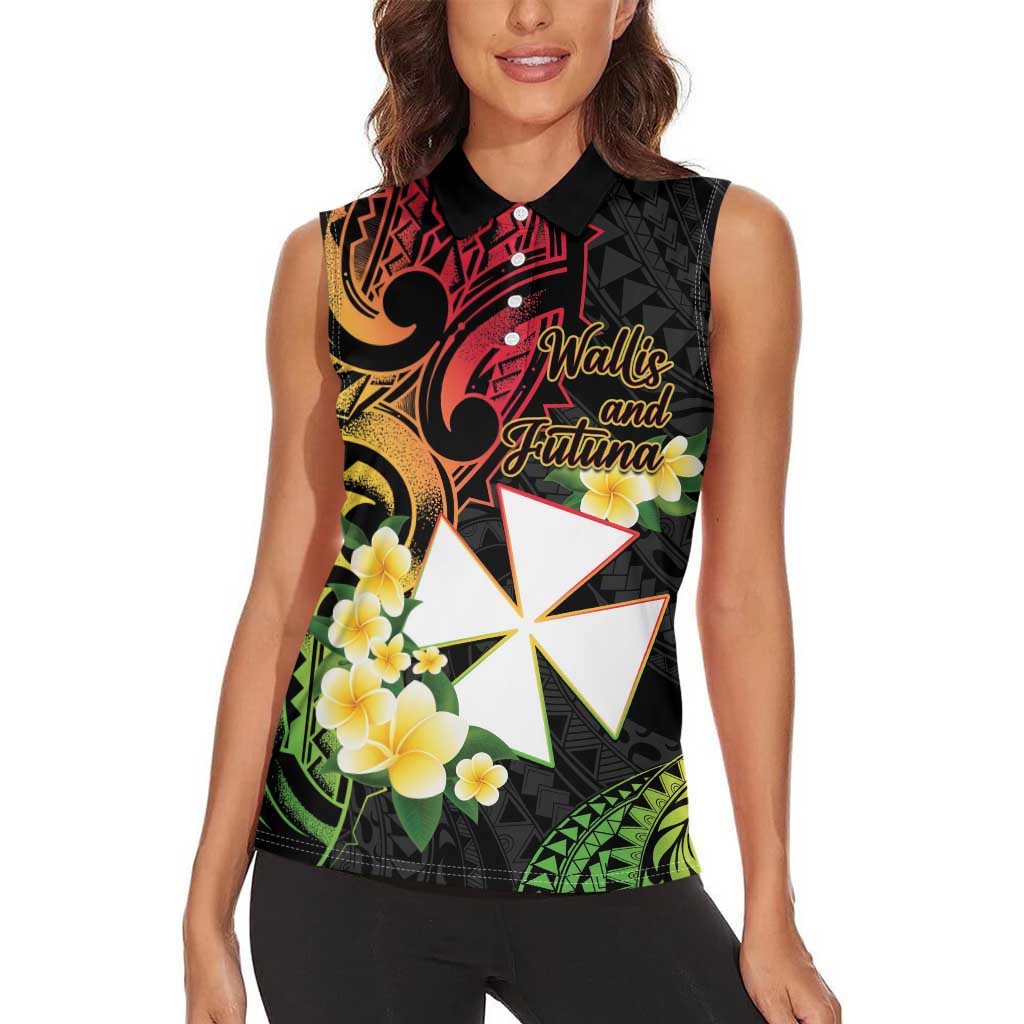 Wallis and Futuna Victory Day Women Sleeveless Polo Shirt Liberty Equality Fraternity Polynesian Plumeria LT14 - Polynesian Pride