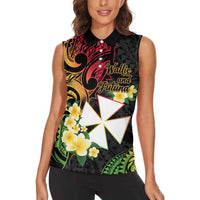 Wallis and Futuna Victory Day Women Sleeveless Polo Shirt Liberty Equality Fraternity Polynesian Plumeria LT14 - Polynesian Pride