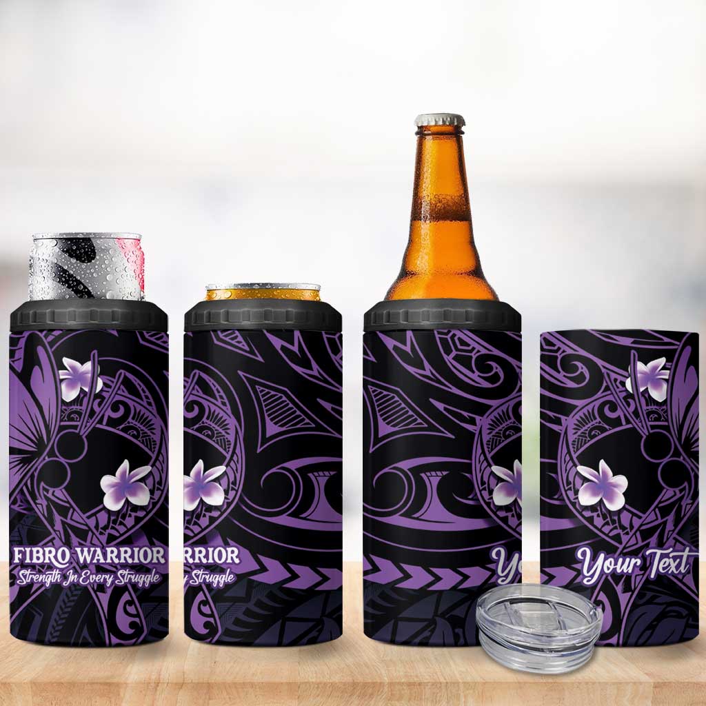 Personalised Fibromyalgia Awareness Month 4 in 1 Can Cooler Tumbler Fibro Warrior Strength In Every Struggle LT14 - Polynesian Pride