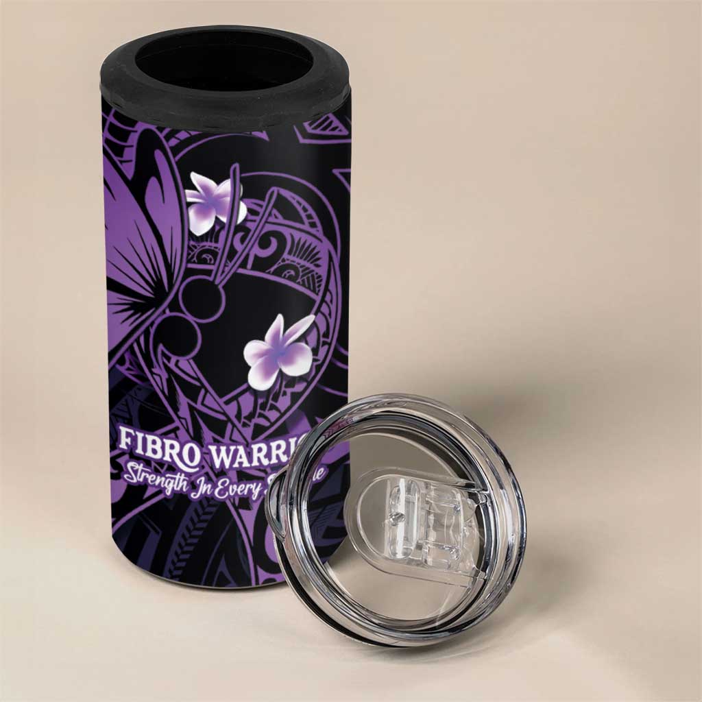 Personalised Fibromyalgia Awareness Month 4 in 1 Can Cooler Tumbler Fibro Warrior Strength In Every Struggle LT14 - Polynesian Pride